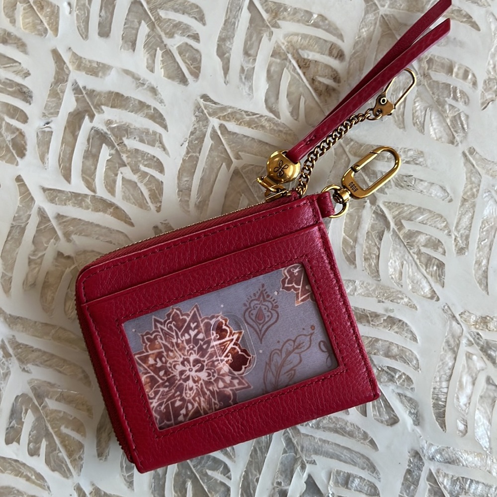 HOBO Flip Go Clip Wallet Red Leather, Mint!